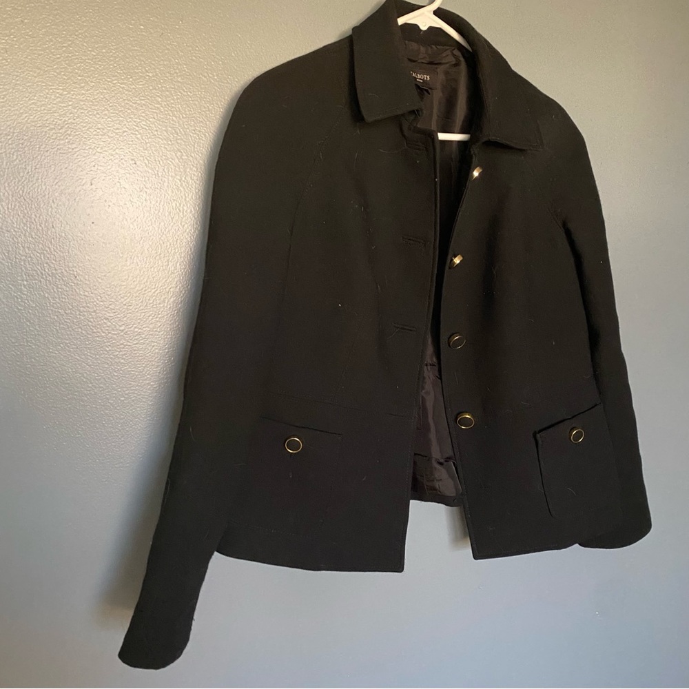 Talbots 10P Womens Black Button Up Jacket